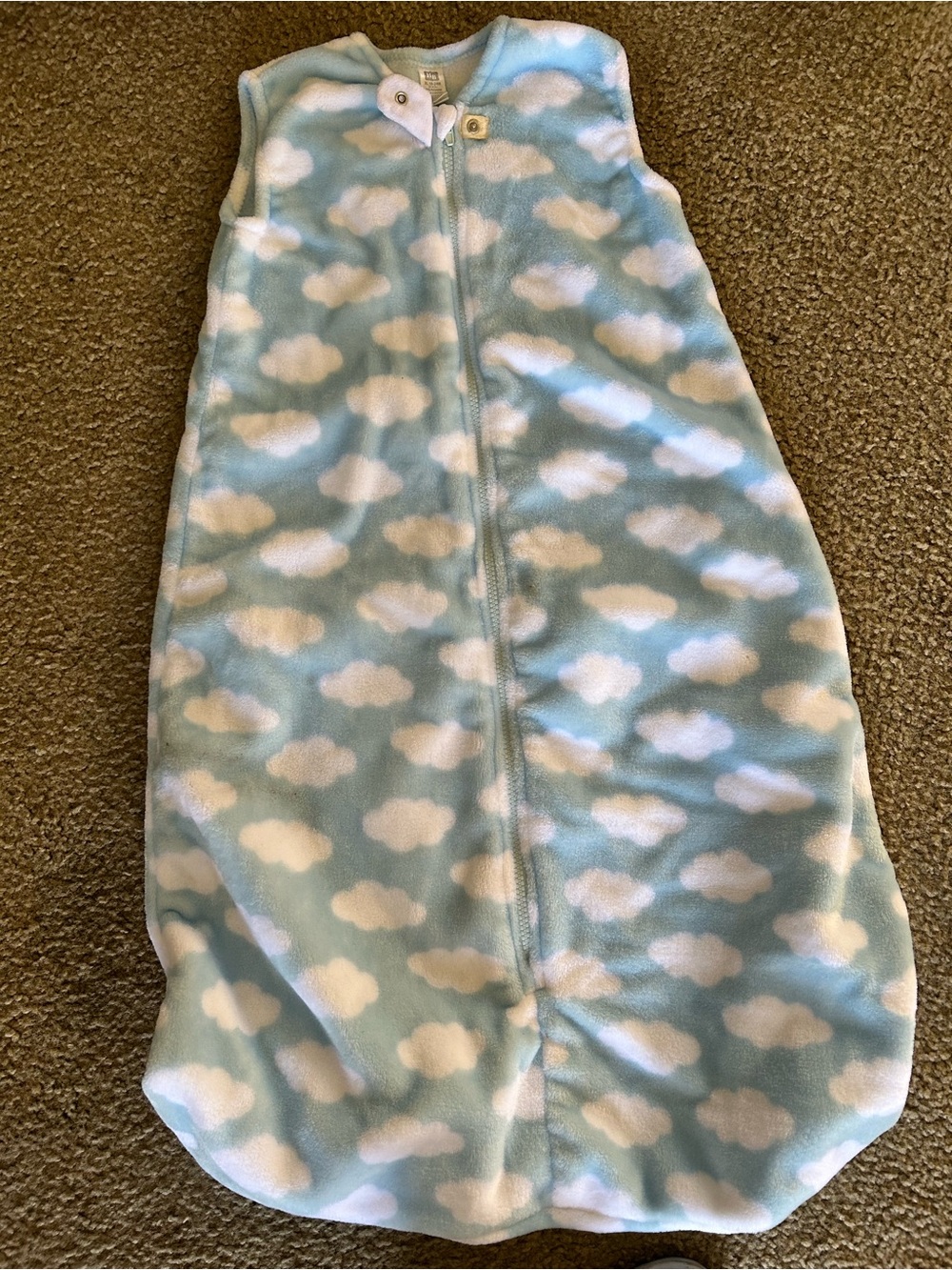 Hudson Baby Blue and White Cloud Fleece Sleep Sack